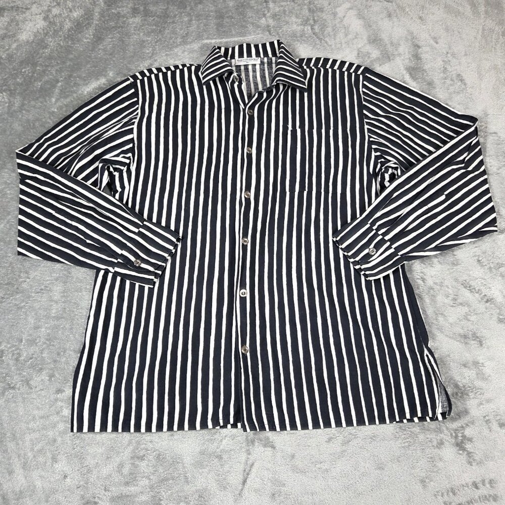 Marimekko Shirt 41 Black White Striped Jokapoika Piccolo Button Up Y2K Unisex